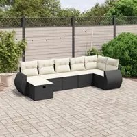 Set Divani da Giardino con Cuscini 7pz Nero Polyrattan 3264122