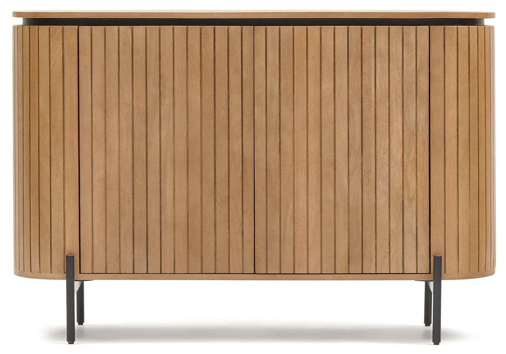 Kave Home - Credenza Licia 2 ante in legno massello di mango e metallo verniciato nero 120 x 80 cm