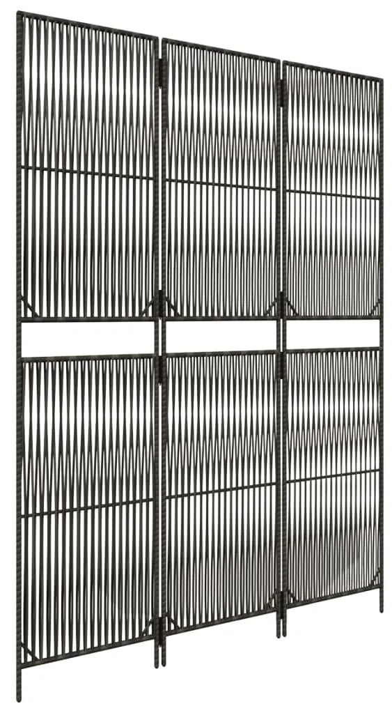 Divisorio per ambienti a 3 pannelli grigio in polyrattan
