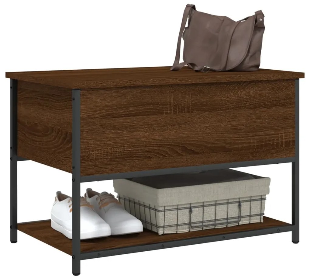 Panca portaoggetti rovere marrone 70x42,5x47 legno multistrato