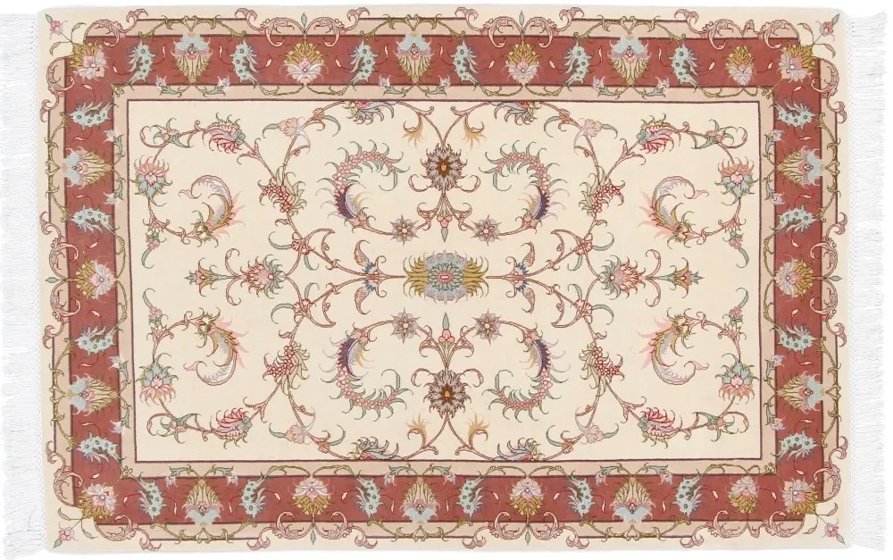 Tabriz Tappeto 110x160 Rosa (Iran) Annodato A Mano