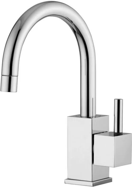 Paffoni Level Lea091st Rubinetto lavabo canna a Cigno Girevole Leva Asta Level Steel Looking Acciaio