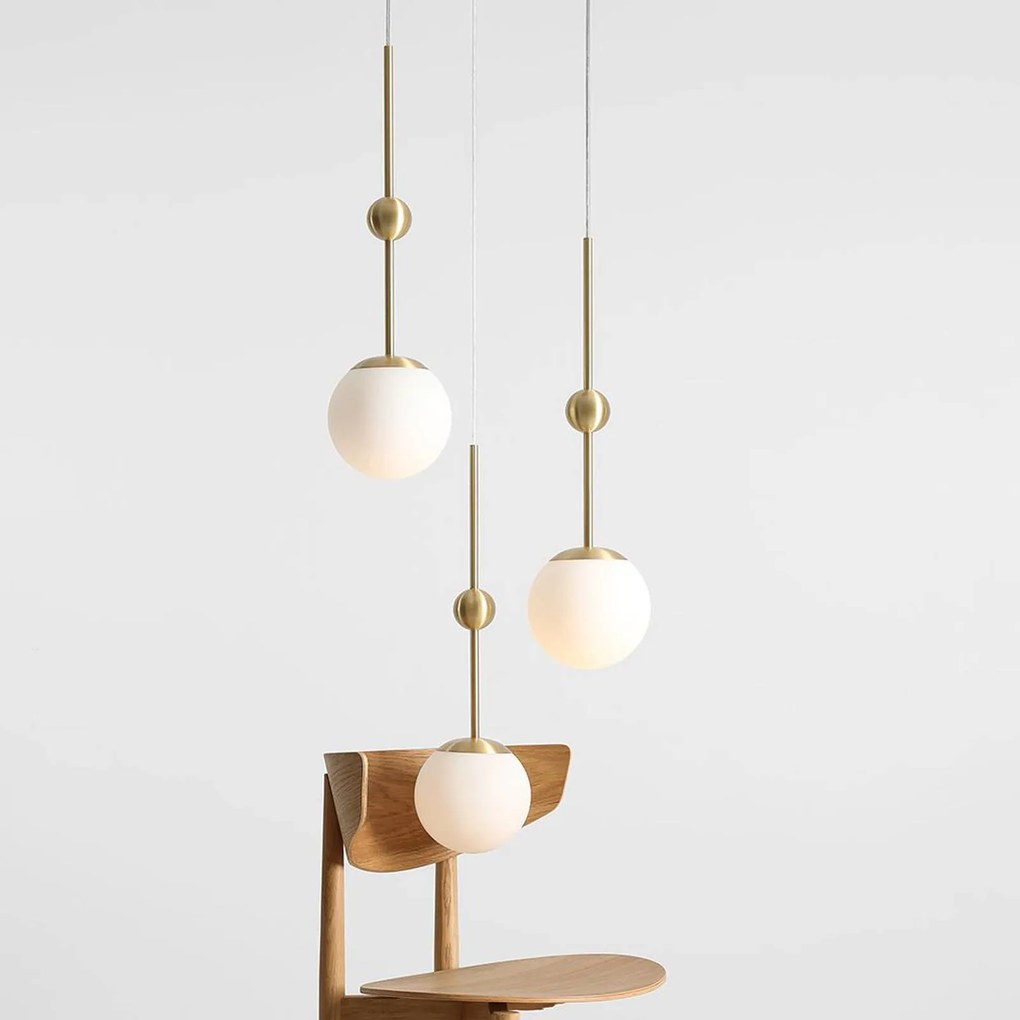 ALDEX Lampada a sospensione Joel, rotonda ottone/bianco, a 3 luci