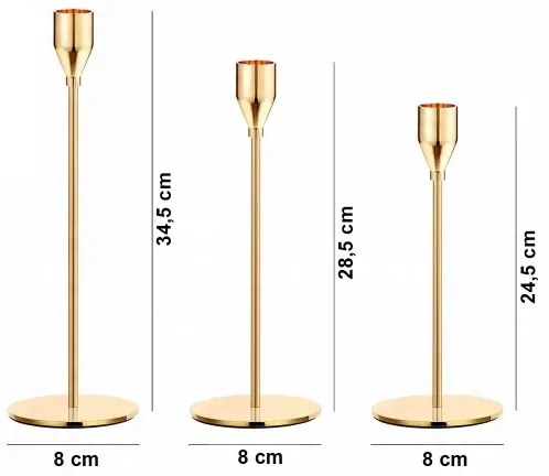 Set da 3 portacandele dorati
