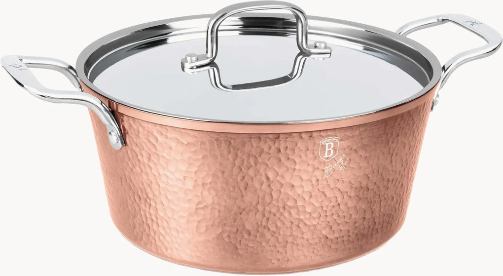 Pentola con rivestimento antiaderente e coperchio Hammered Copper