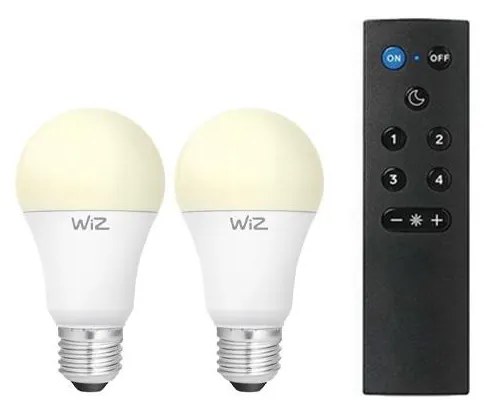 Confezione da 2 lampadine LED dimmerabili A60 E27/9W/230V 2700K Wi‑Fi + telecomando - WiZ