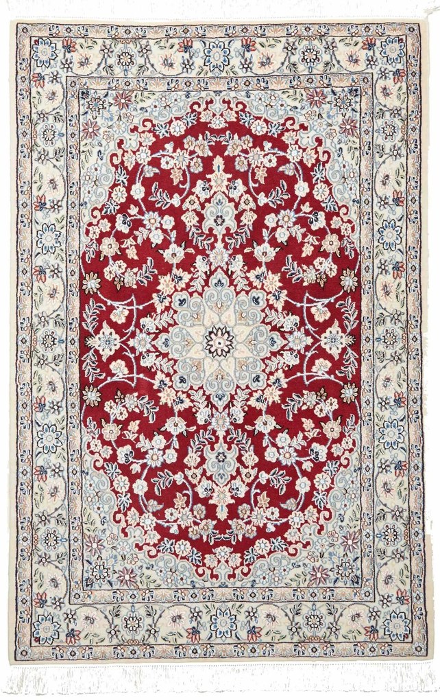 Nain Tappeto 100 x 150 Rosso (Iran) Annodato A Mano