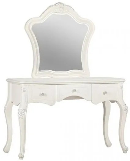 Toeletta trucco avorio con specchio in legno-Arrediorg.it