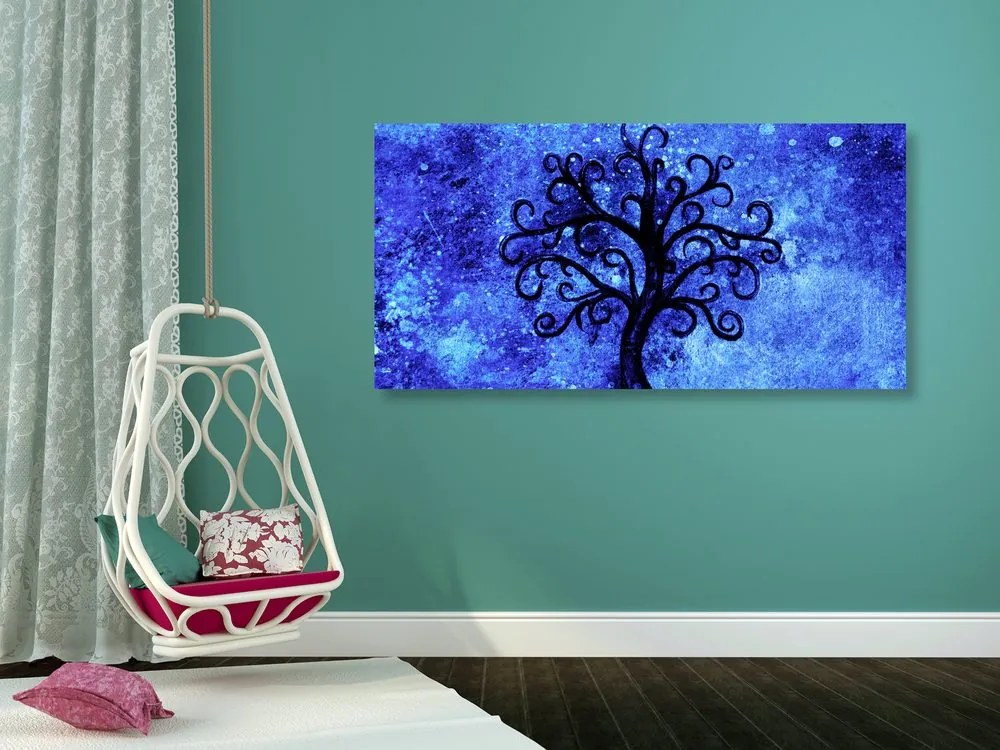 Quadro su tela – Albero della vita su sfondo blu