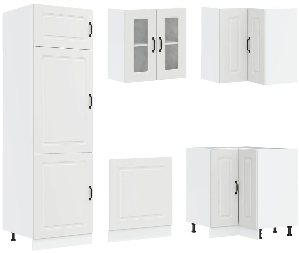 Armadio da cucina  ""kalmar"" con doppi lavelli in legno ingegnerizzato bianco