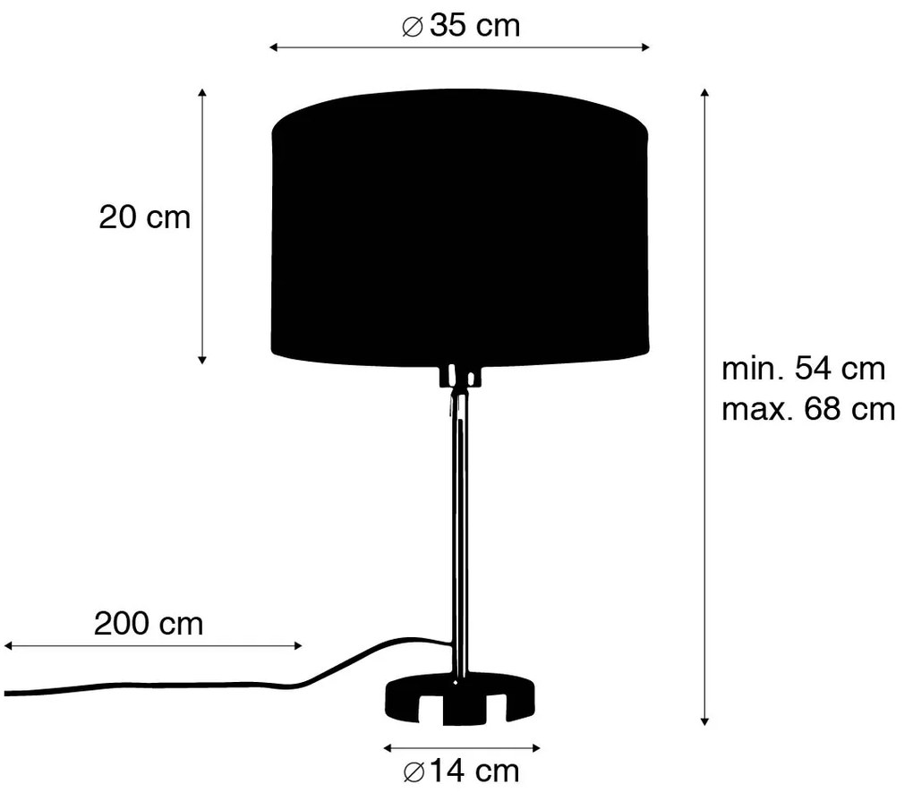 Lampada da tavolo nera regolabile con paralume grigio chiaro 35 cm - Parte