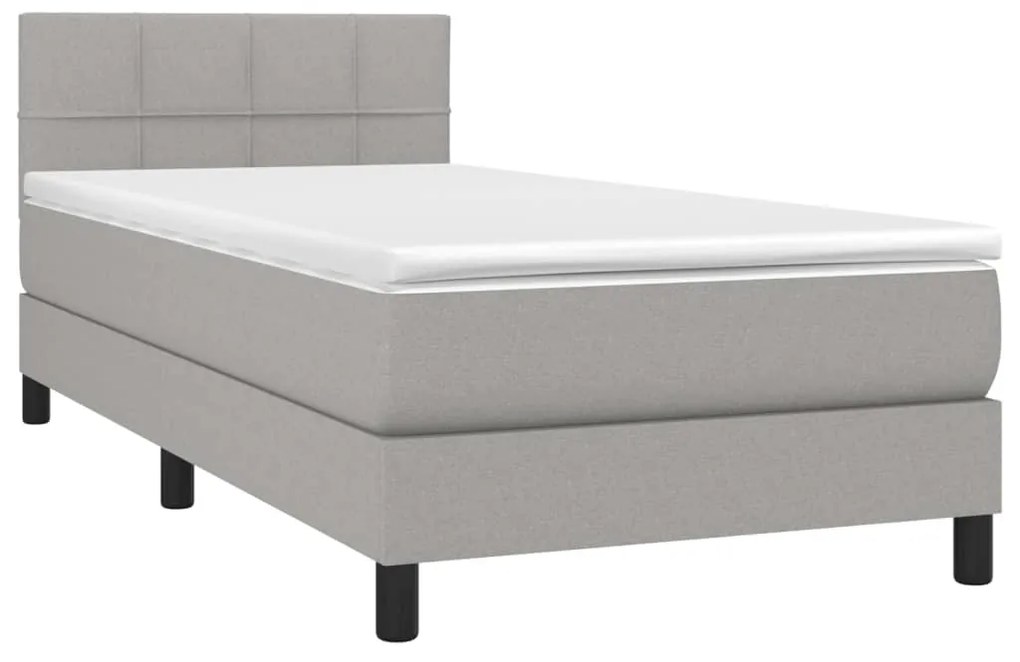 Letto a Molle Materasso e LED Grigio Chiaro 100x200 cm Tessuto