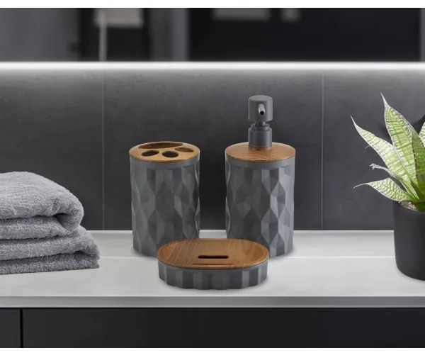 Set da bagno REINA 5 pz antracite/marrone