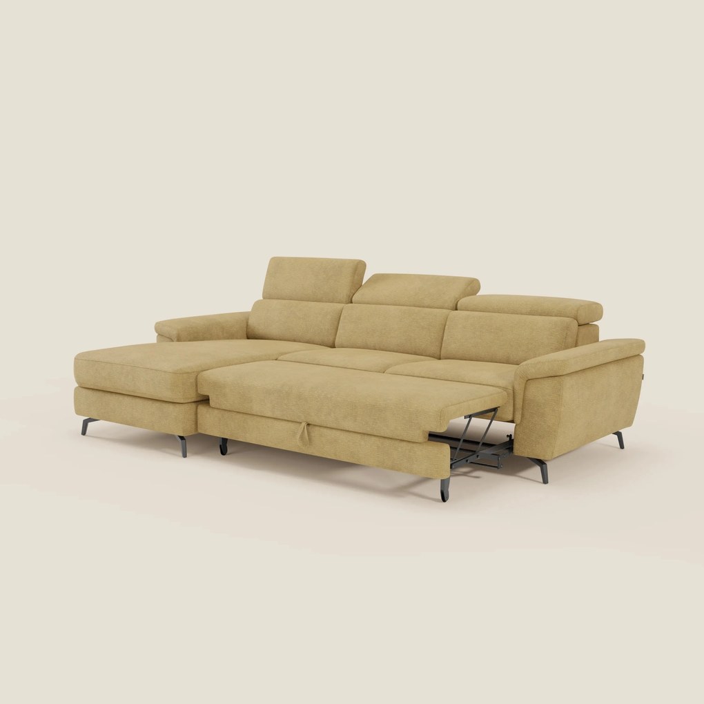 Estro Divano estraibile con chaise-longue e poggiatesta reclinabili in tessuto impermeabile T14 giallo