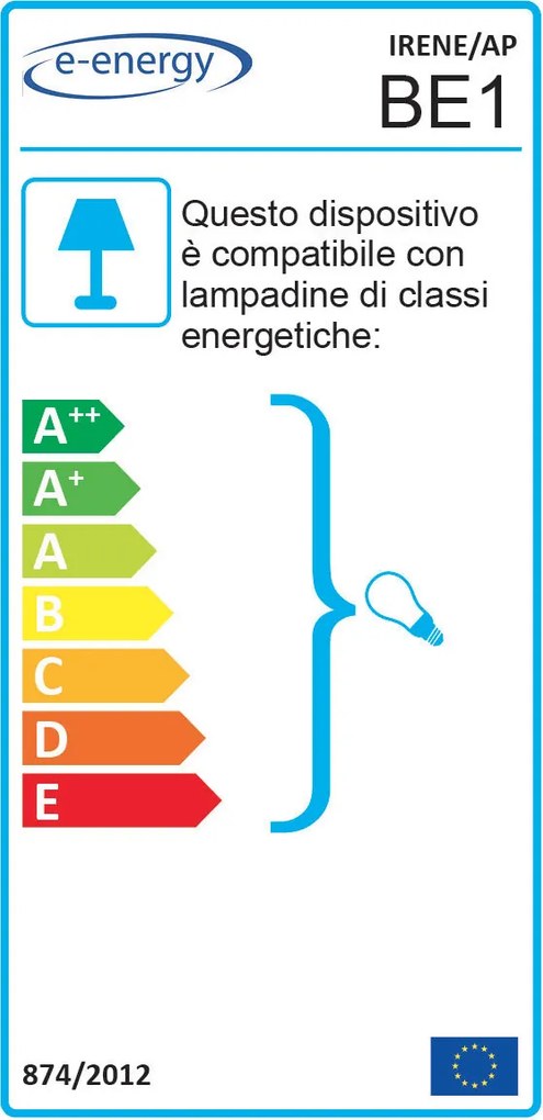 Applique 1xE14 Montatura Marrone Vetro Nuvolato Paglierino E-Energy Irene...