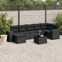 Set Divani da Giardino con Cuscini 8 pz Nero in Polyrattan 3255222