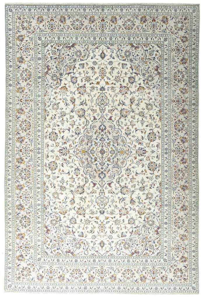 Kashan Tappeto 350x240 Beige (Iran) Annodato A Mano