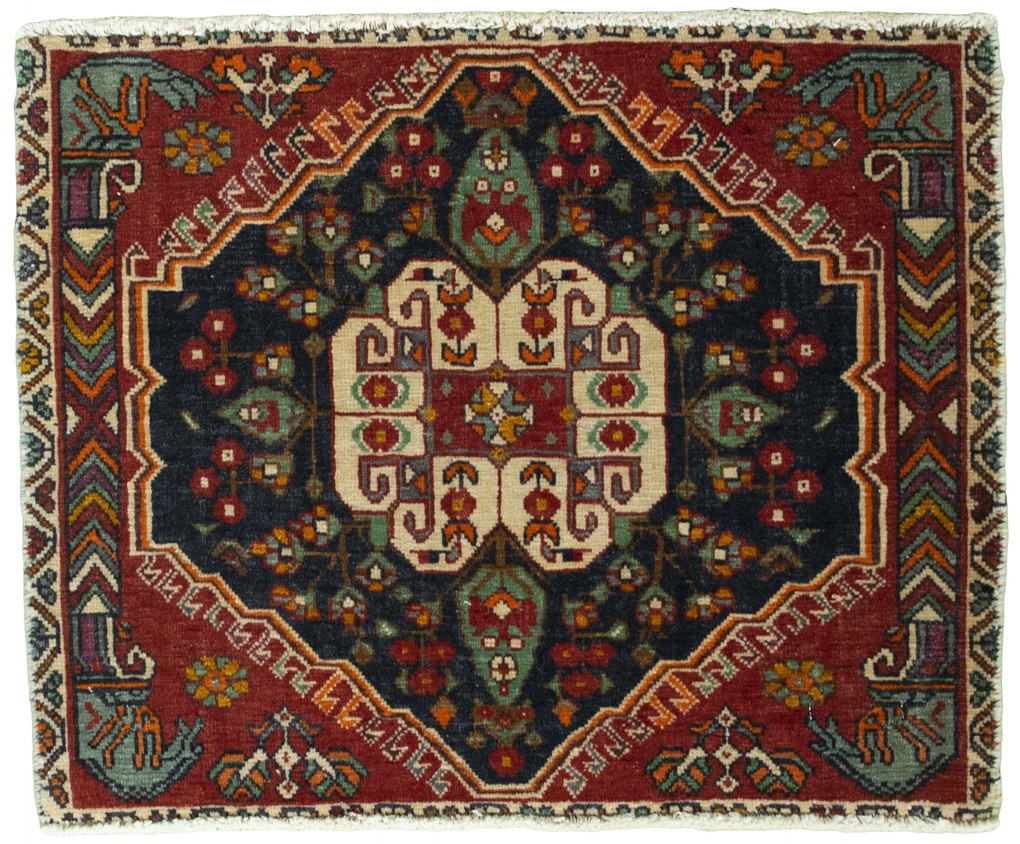 Shiraz Tappeto 50 x 70 Rosso (Iran) Annodato A Mano