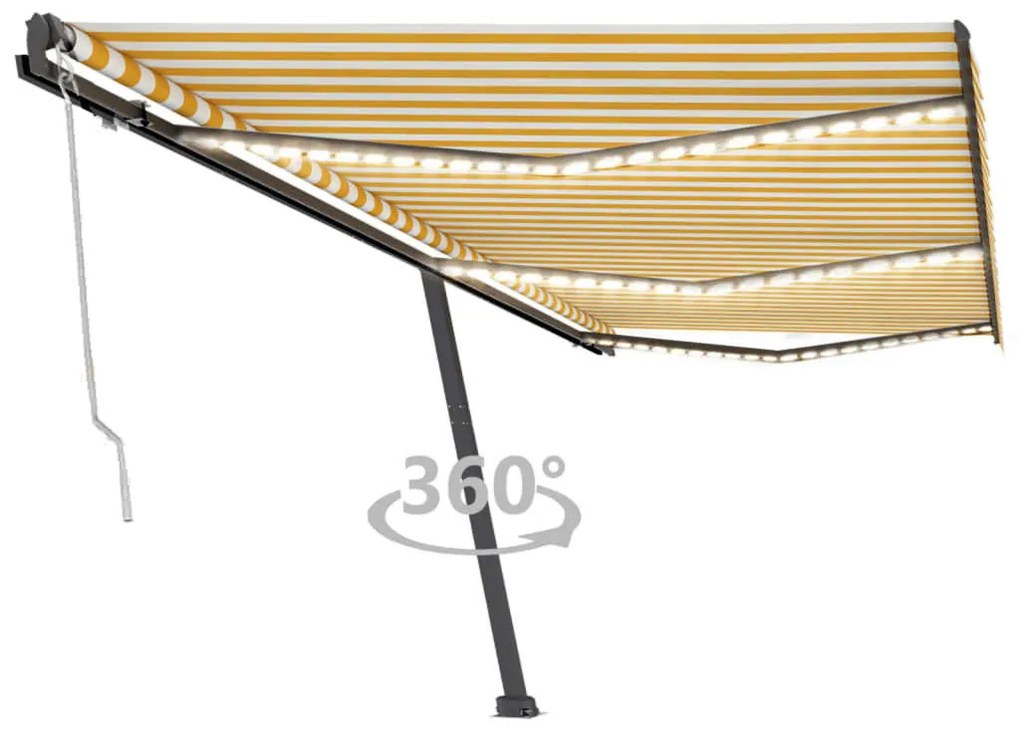 Tenda Automatica Con Sensore Vento Led 600x300 Cm Gialla Bianca /