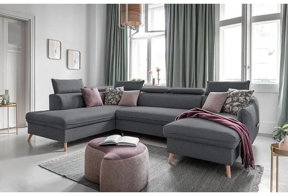 Divano letto angolare grigio scuro (angolo sinistro) Sweet Harmony - Miuform