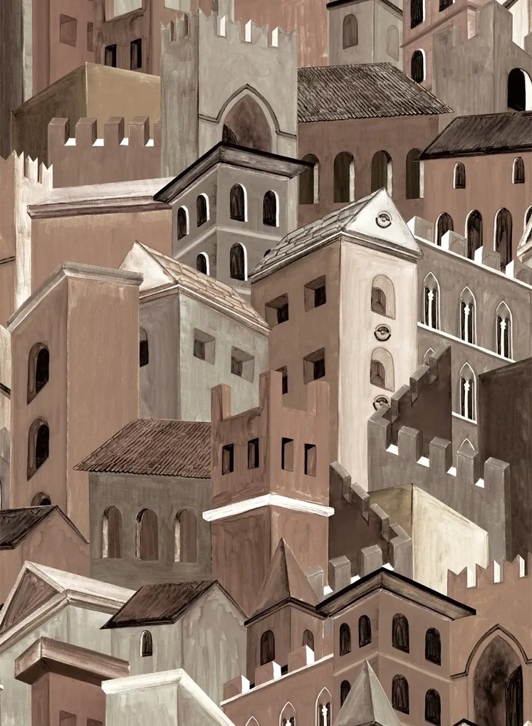 Arte International Carta da parati Citta di Castello - Sepia
