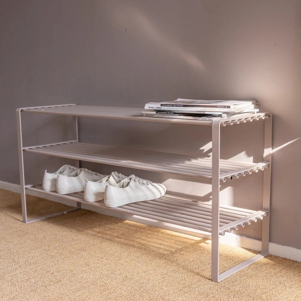 Scarpiera grigio tortora in metallo 70x48,5x29 cm Rex – Spinder Design