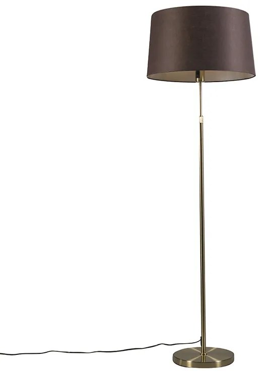 Lampada da terra oro/ottone con paralume marrone 45 cm regolabile - Parte