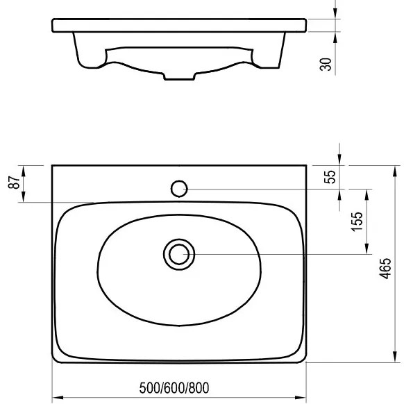 Ravak XJX01250000 - Lavabo da incasso BALANCE 50x46,5 cm ceramica/bianco