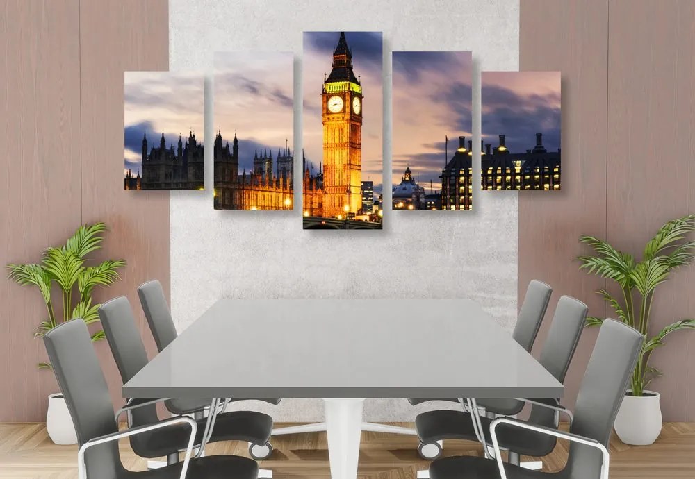 Quadri 5 pezzi – Big Ben notturno a Londra