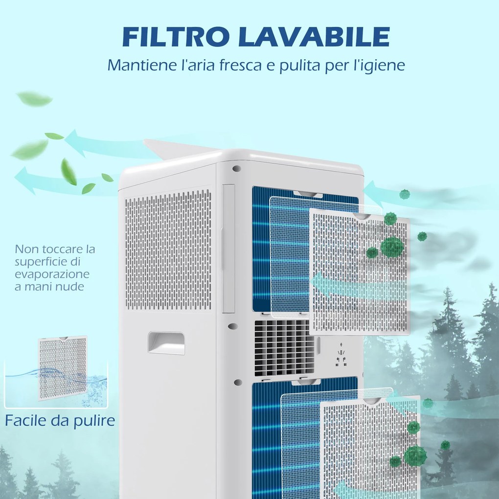 Condizionatore Portatile 1250W 35,5x35x70 cm con 5 Modalità e Timer 24h Bianco...