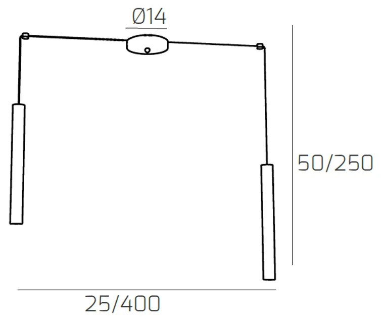 Sospensione Moderna Round Tube Metallo Grigio Antracite 2 Luci Gu10