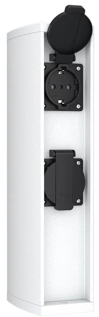 Colonnina con Prese elettriche da Giardino 30cm IP54 Alluminio - Bianca