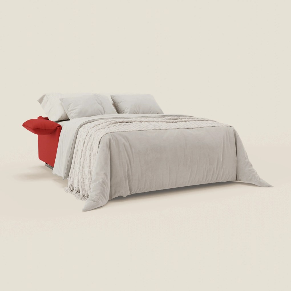 Violetta divano letto materasso H18 cm - poggiatesta reclinabili e braccioli mobili in tessuto impermeabile T13 rosso