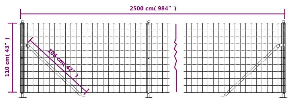 Recinzione Metallica con Flangia Verde 1,1x25 m