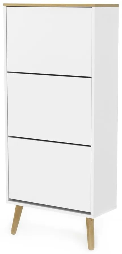 Scarpiera bianca con gambe in legno di quercia a 3 calci Dot - Tenzo