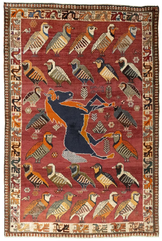 Gabbeh Tappeto 140 x 220 Rosso (Iran) Annodato A Mano