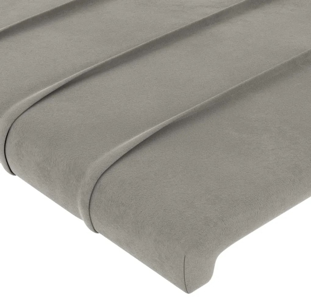 Testiera ad orecchio grigio chiaro 147x16x78/88 cm in velluto