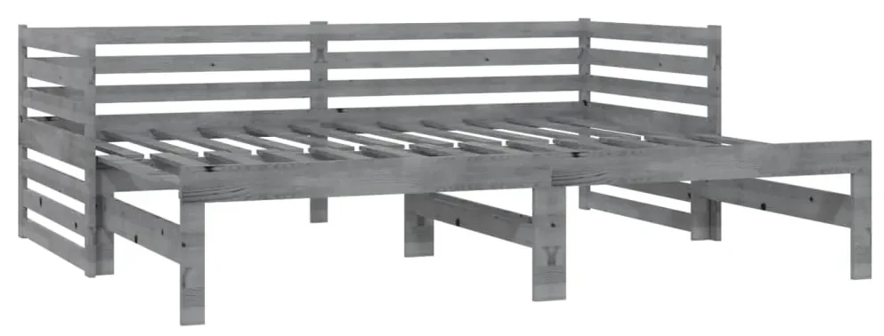Dormeuse estraibile grigia in massello di pino 2x(90x200) cm