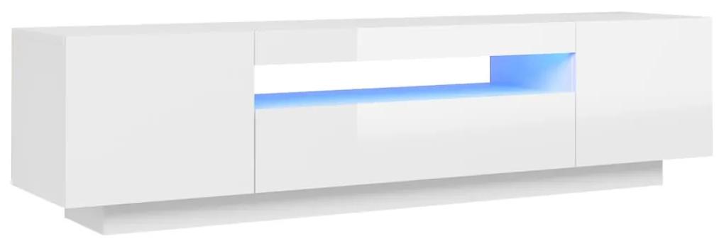 Mobile porta tv con luci led bianco lucido 160x35x40 cm