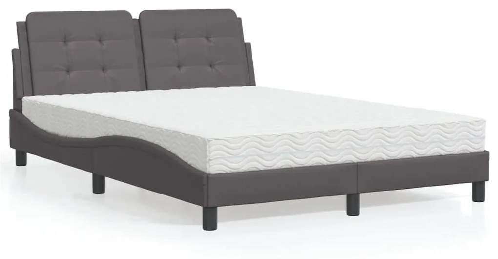 Letto Con Materasso Grigio 140x200 Cm İn Similpelle /