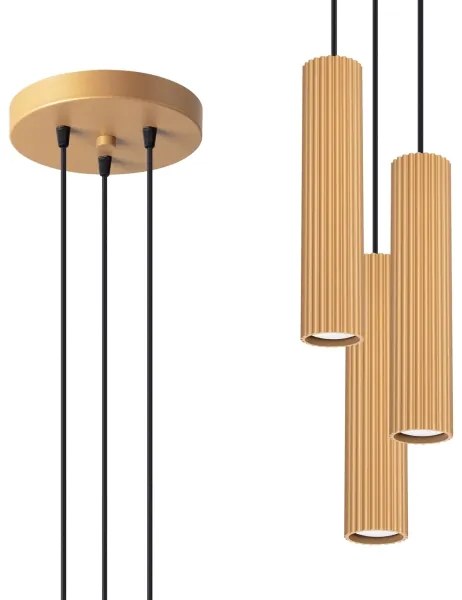 Sollux SL.1557 - Lampadario a sospensione con filo KARBON 3xGU10/10W/230V oro