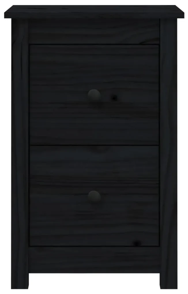 Comodino nera 40x35x61,5 cm in legno massello di pino