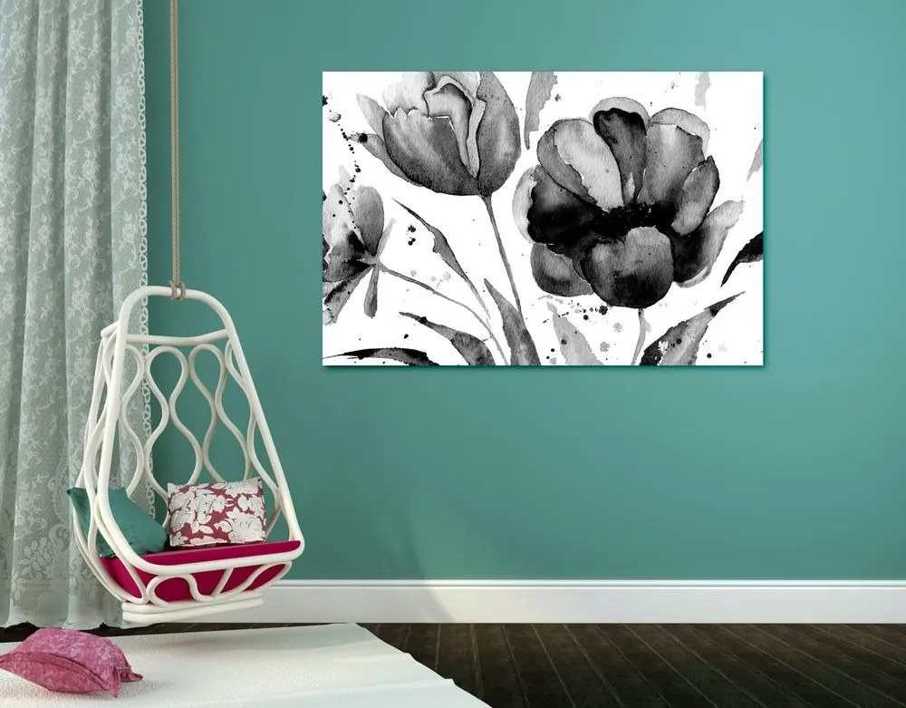 Stampa su tela – Tulipani stupendi in bianco e nero in versione interessante