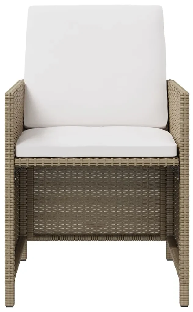 Set da pranzo per giardino 5 pz con cuscini in polyrattan beige