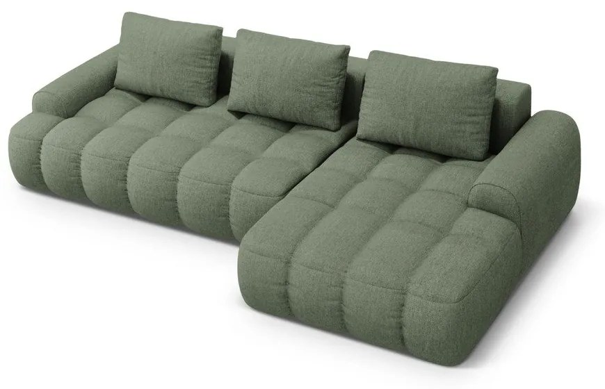 Divano angolare verde allungabile/con contenitore (con penisola a destra/con chaise lounge) Linz – Cosmopolitan Design