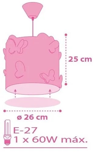 Dalber 62142 - Lampadario per bambini FARFALLA 1xE27/60W/230V