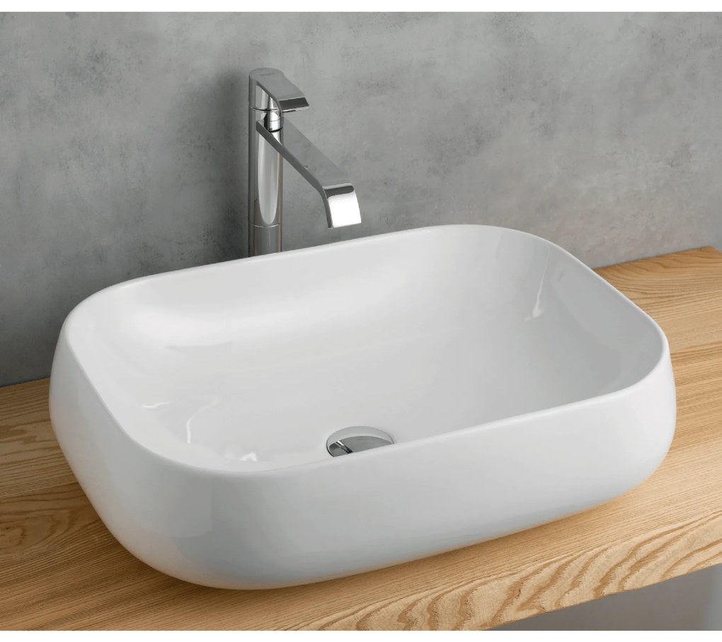 Lavabo D'Appoggio 54x42 Cm "Manet" Bianco Lucido