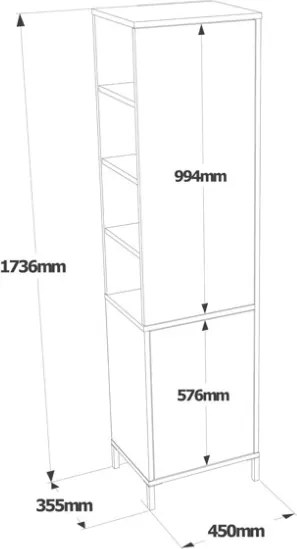 Colonna Bagno Multiuso Armadietto 45x36x174H Rovere E Bianco Vitale