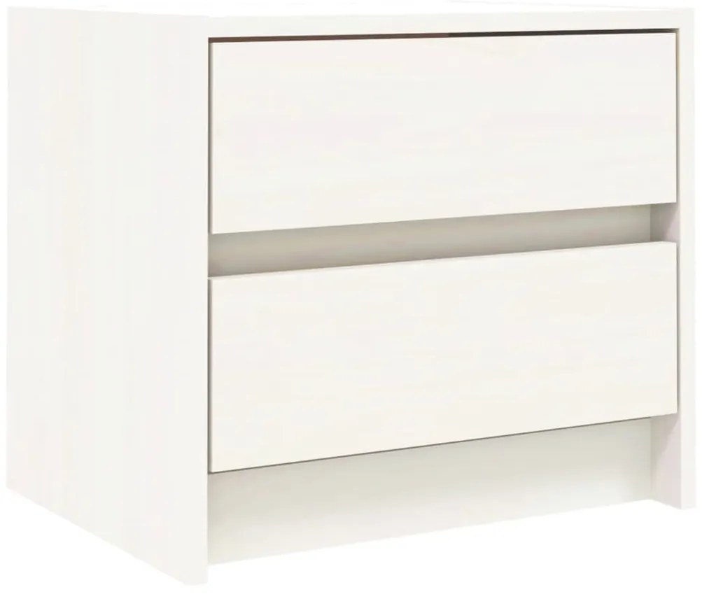 Comodino bianco 40x31x35,5 cm in legno massello di pino