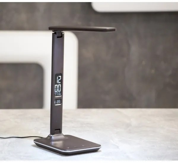 Immax 08930L - LED Lampada da tavolo dimmerabile con display KINGFISHER LED/9W/230V/12V nero